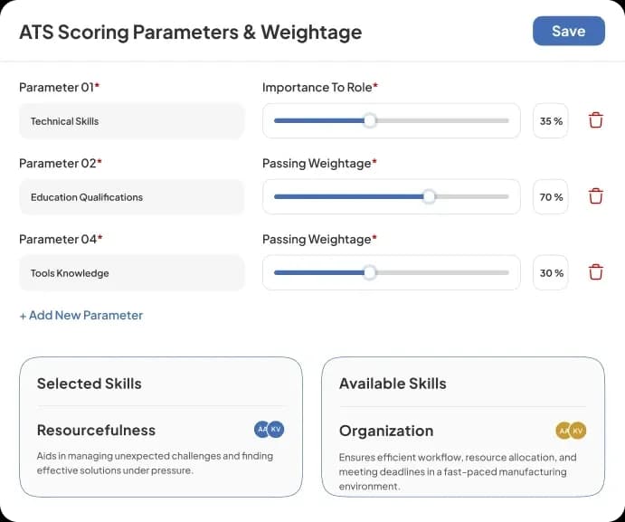 Hiring manager view of the interview builder